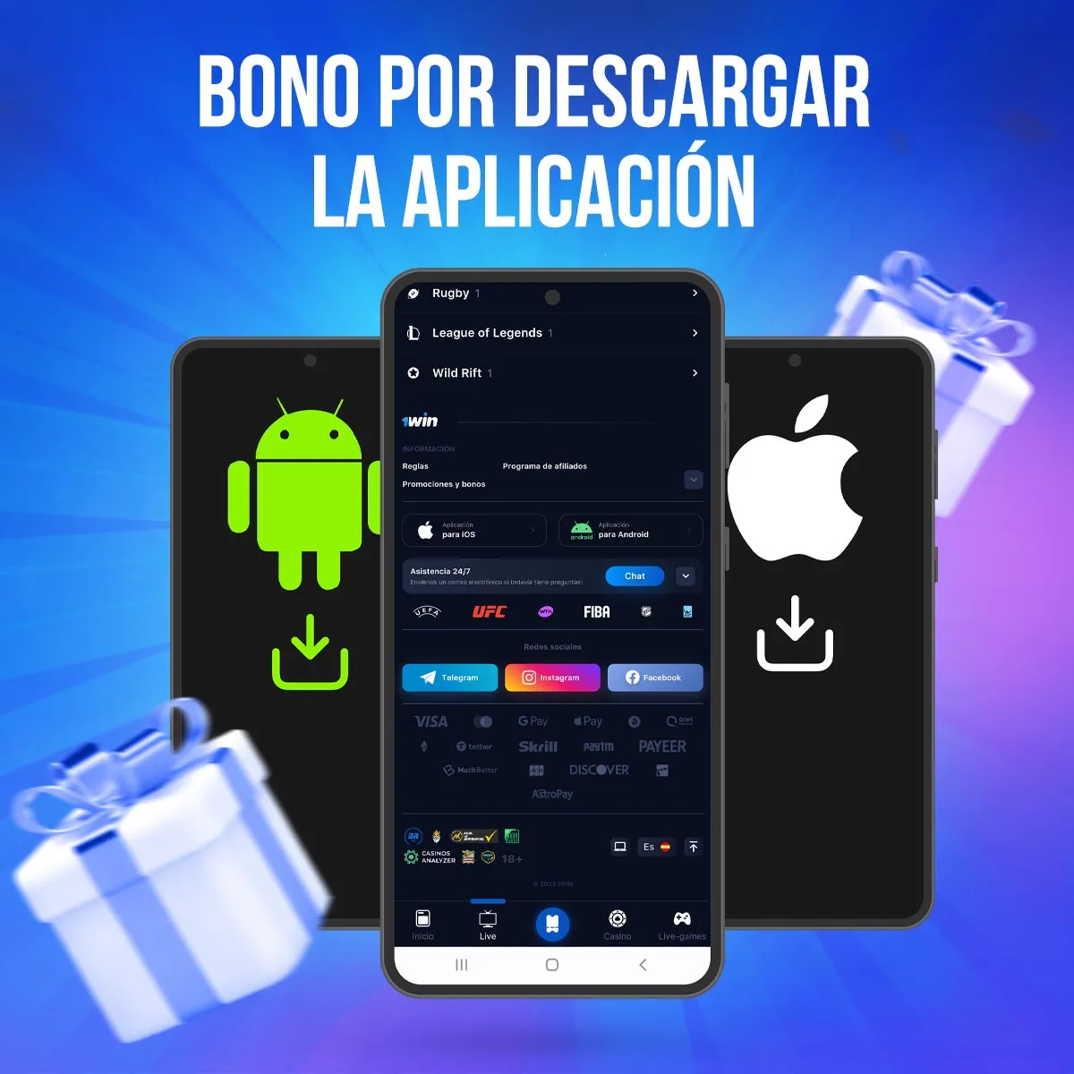 ¿Existe una bonificación por descarga de la aplicación móvil de 1win?