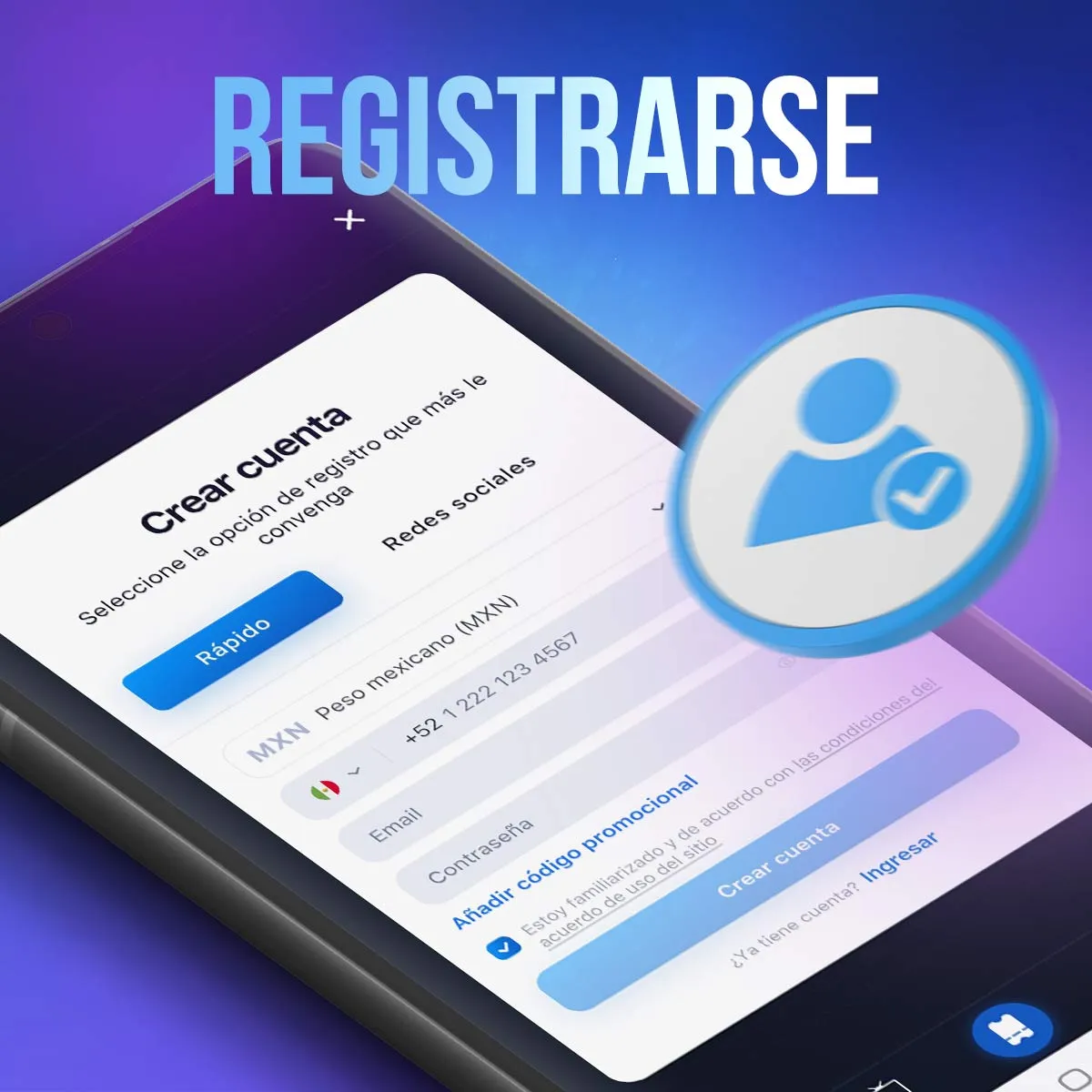 Instrucciones para registrarse en la aplicación móvil 1win