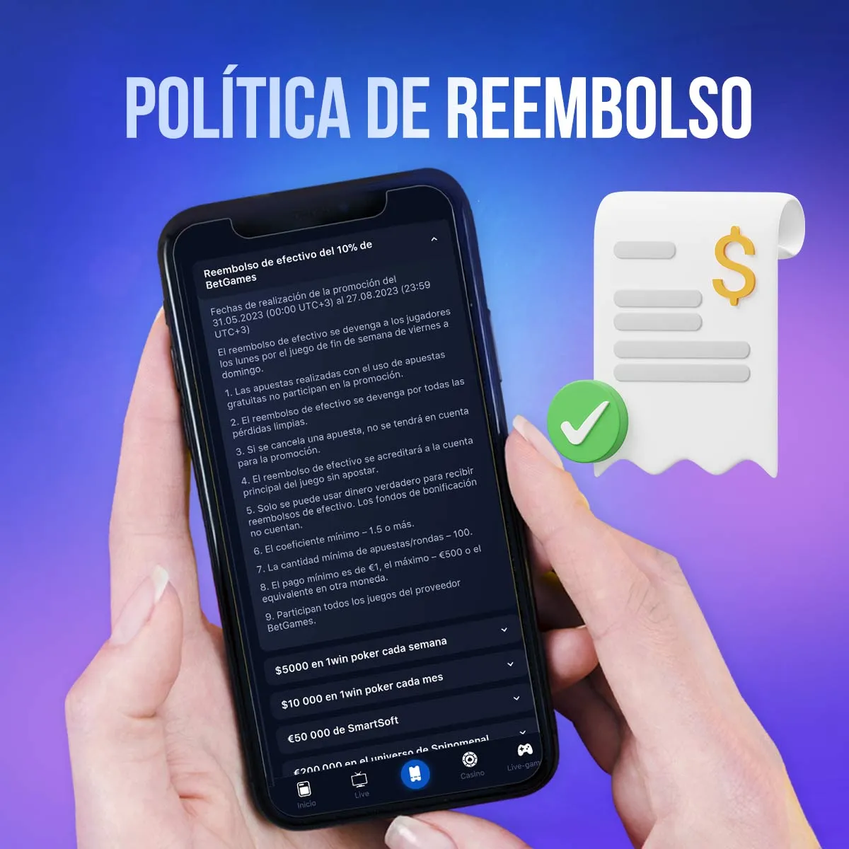 Política de reembolso de la casa de apuestas 1win