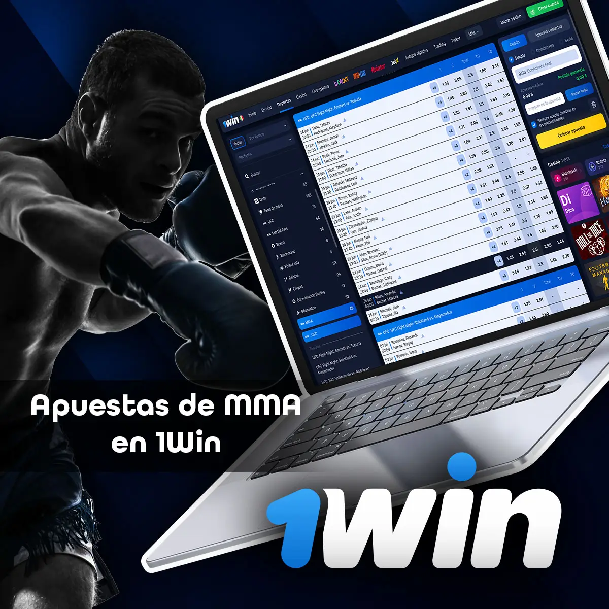 Apuestas en línea de MMA en la oficina de apuestas 1Win.
