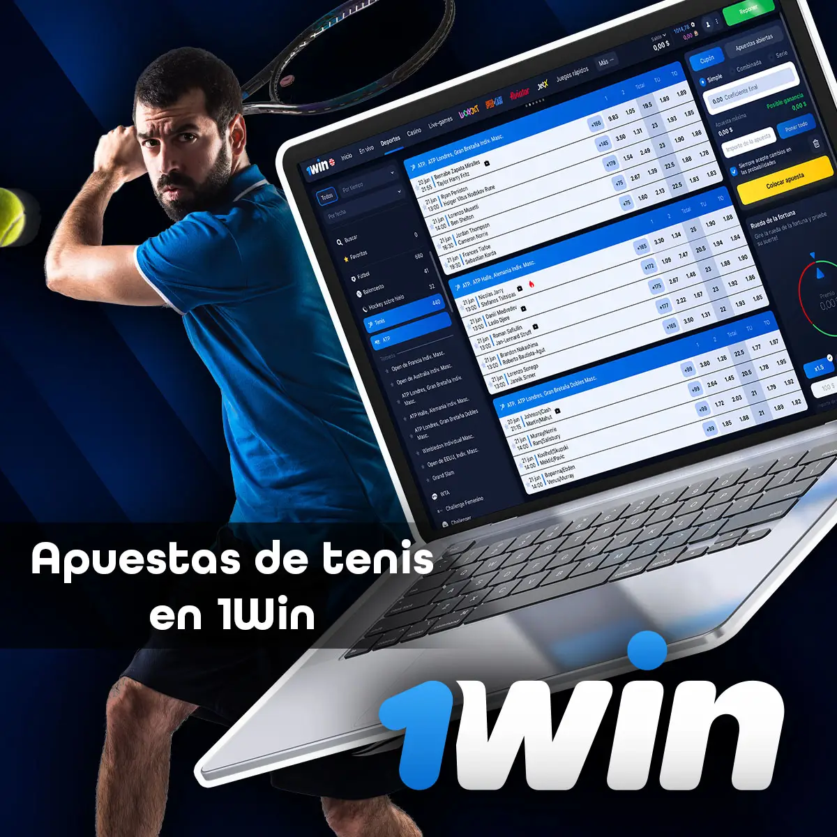 Apuestas en línea de tenis en la casa de apuestas 1Win