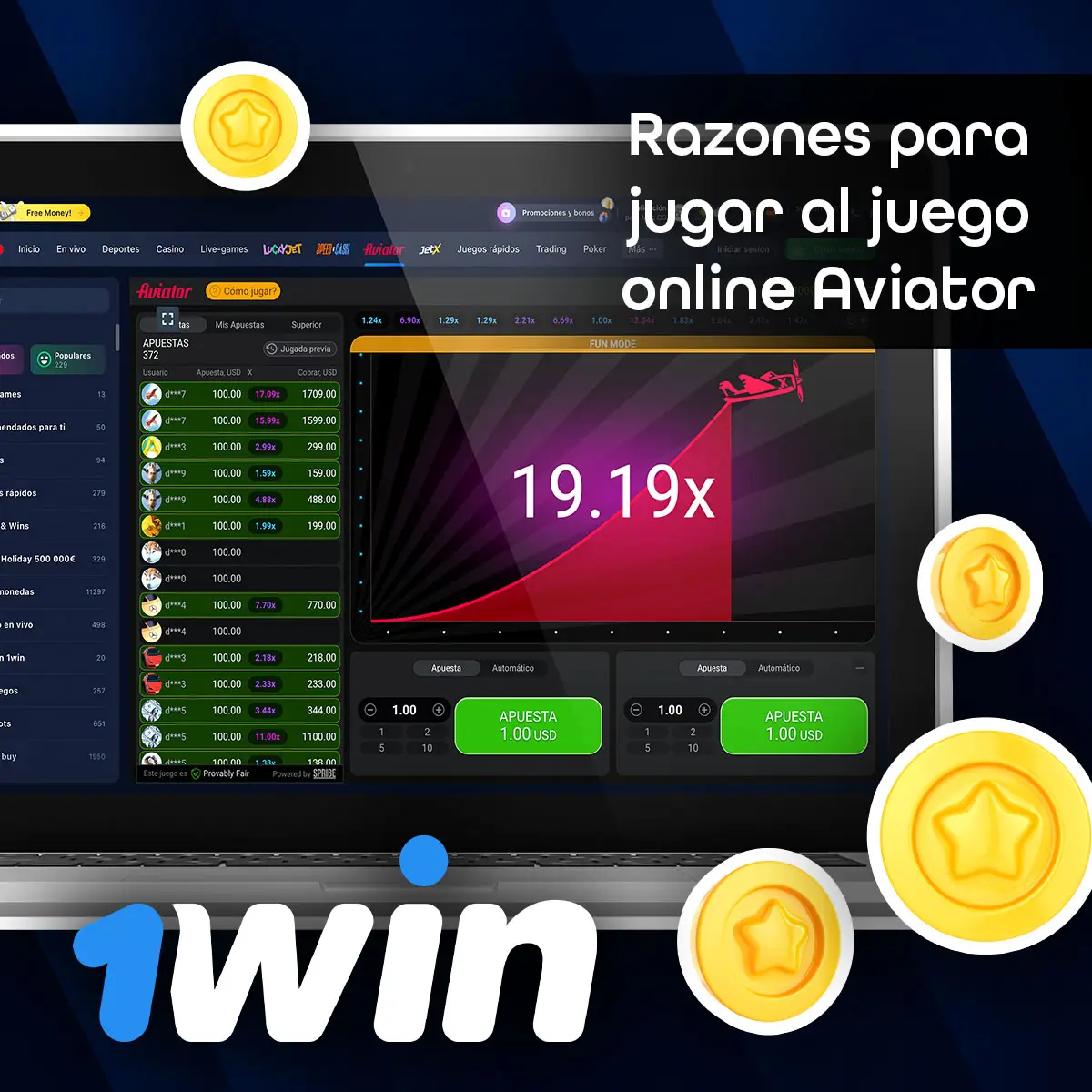 ¿Por qué jugar al juego en línea Aviator de 1Win?