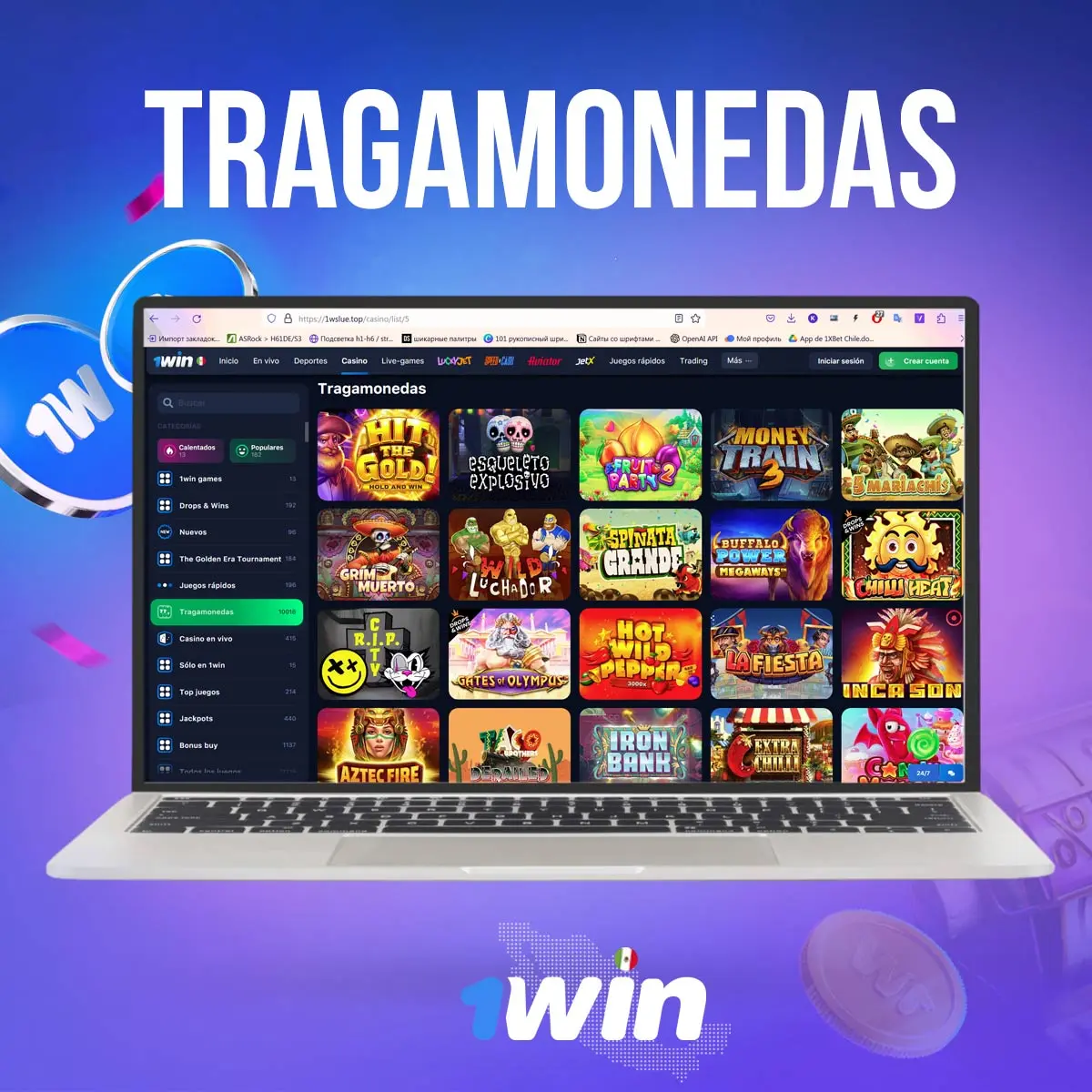 Gran selección de tragaperras con buenas ganancias en 1win casino