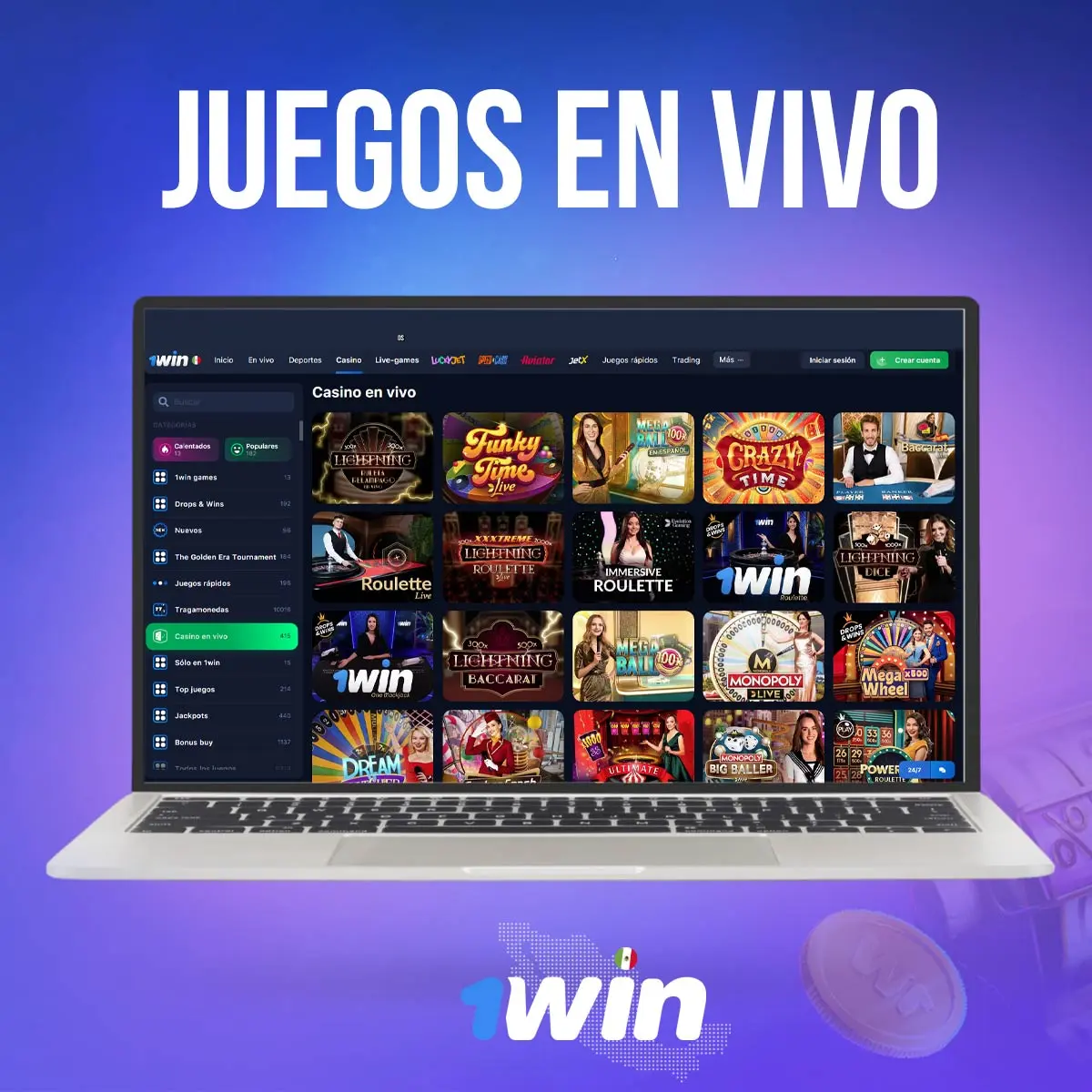 Juegos en vivo con buenas ganancias en 1win casino