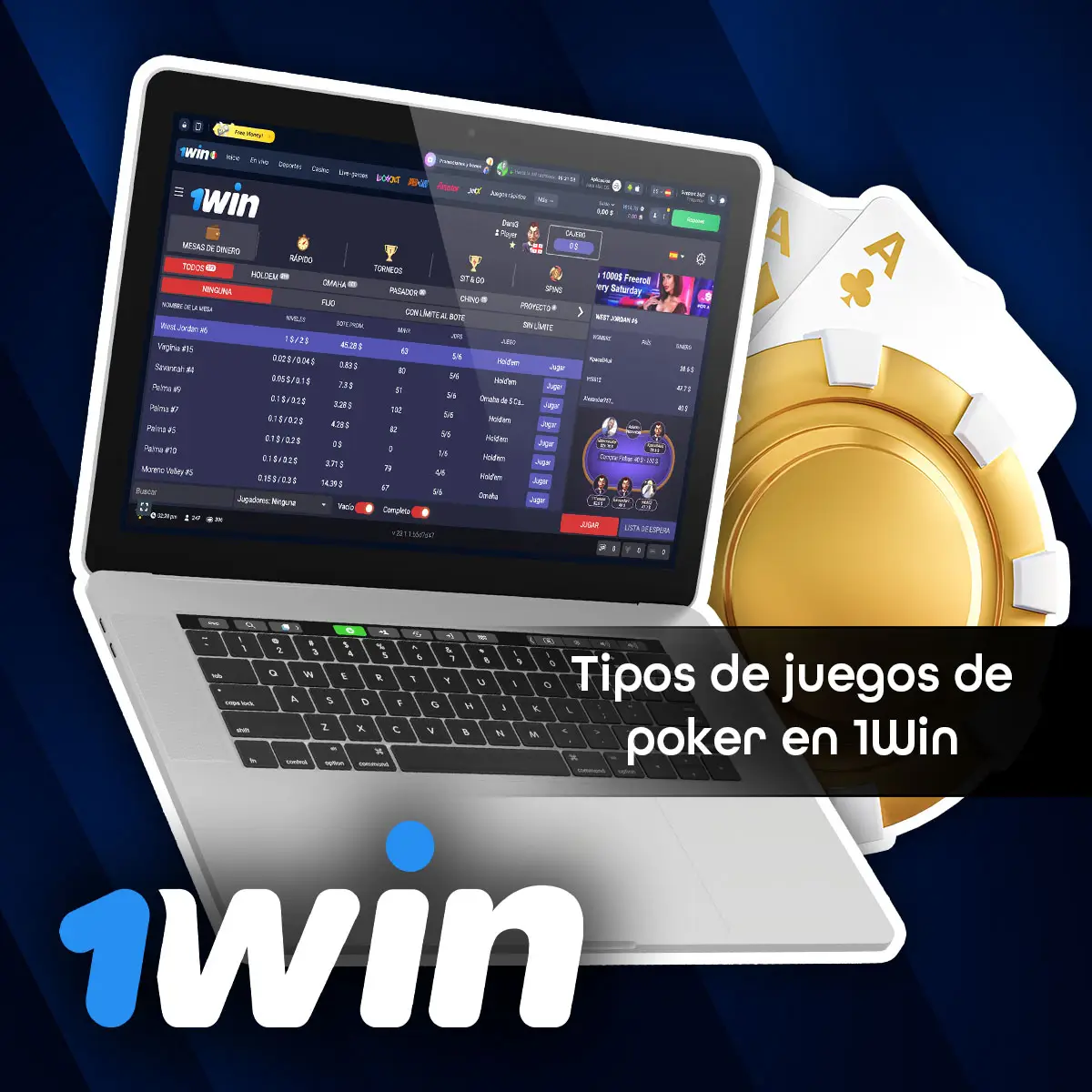 Tipos de póquer en la aplicación móvil 1Win