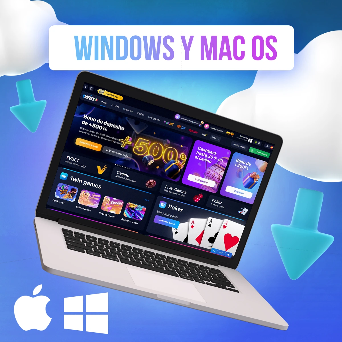 ¿Cómo descargo la aplicación 1win en Windows o Mac?