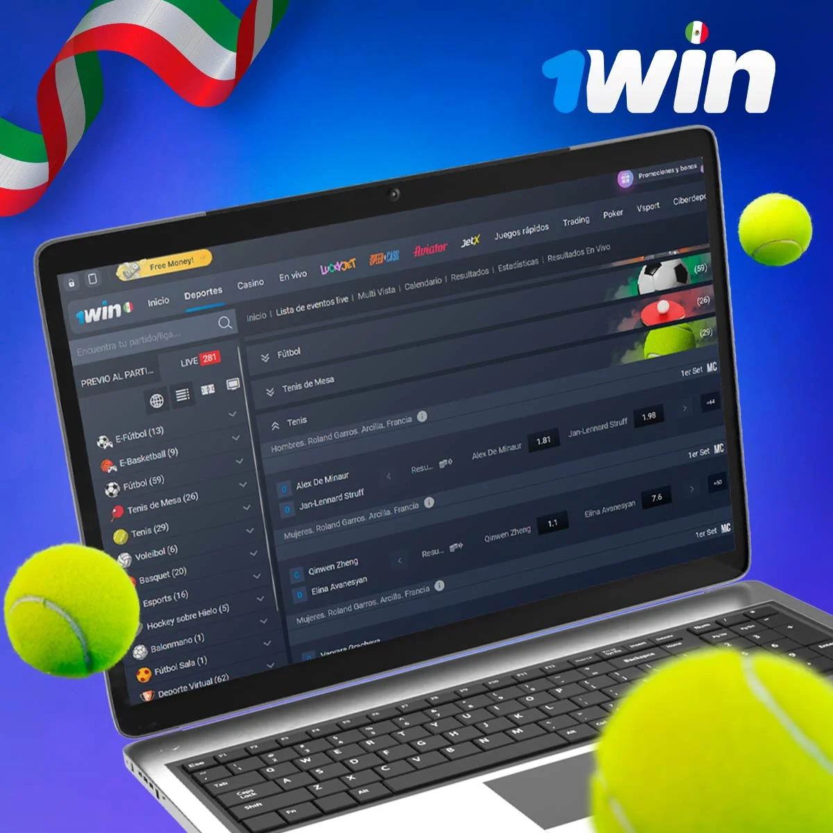 Todo sobre las apuestas de tenis en 1win Mexico