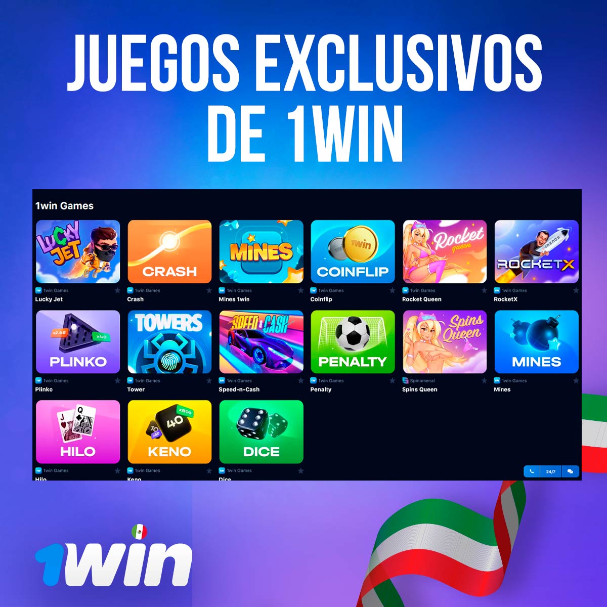 Juegos exclusivos en 1Win con mecánicas únicas y diseño propio