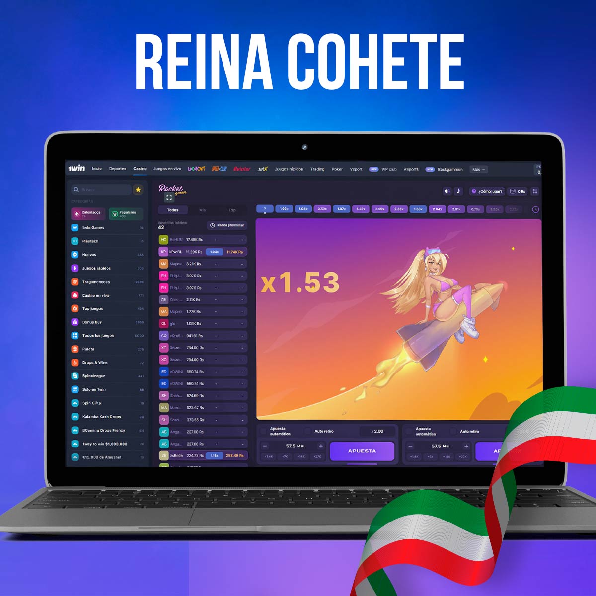 Reseña del juego Rocket Queen en el sitio 1Win México